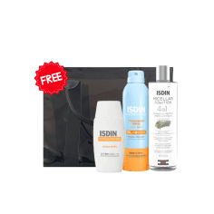 COFFRET ISDIN UNIFY COLOR + SPRAY SOLAIRE ADULTE + EAU MICELLAIRE + (SAC GRATUIT )