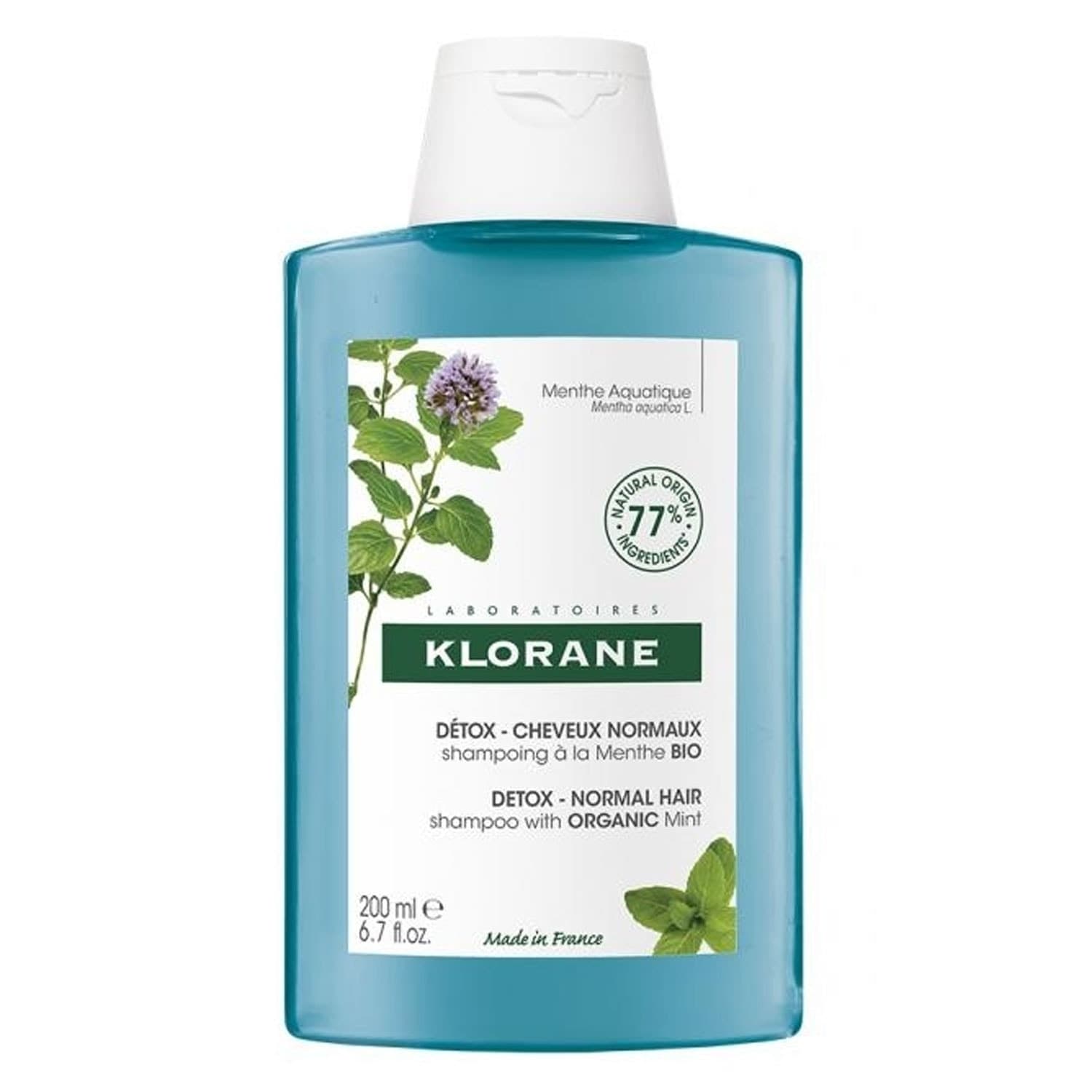 Klorane Shampooing Détox à la Menthe Aquatique Bio 200ml