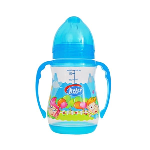 BIBERON PASTEL AVEC DOUBLE ANSE BABY PUR