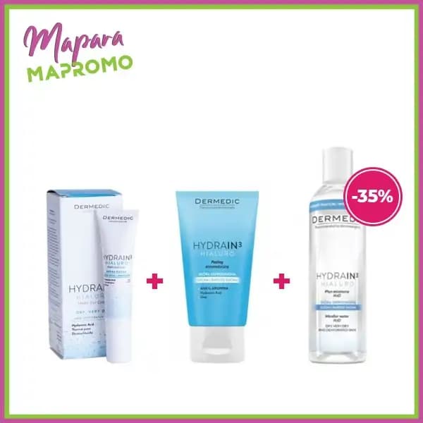 DERMEDIC Hydrain 3 Creme Yeux 15ML + DERMEDIC Hydrain 3 Enzyme Peeling 50G + DERMEDIC Hydrain3 Eau Micellaire 200ML (-35%)