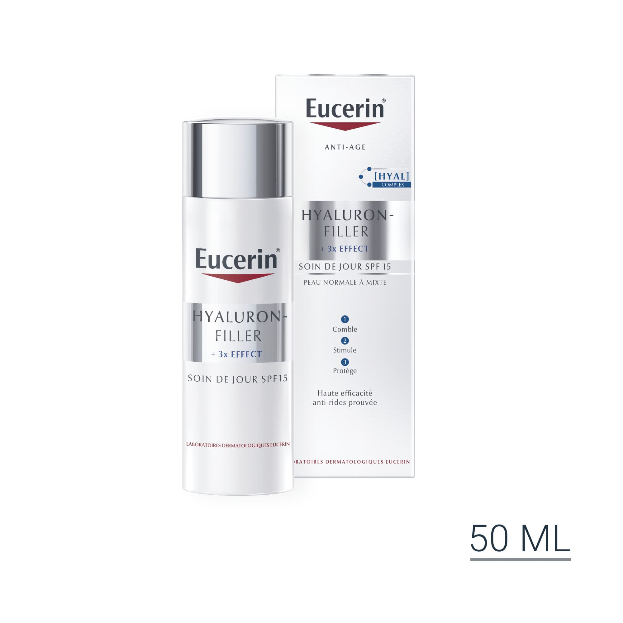 EUCERIN HYALURON-FILLER 3x EFFECT Anti-Age Soin de Jour Peau Normale à Mixte SPF15