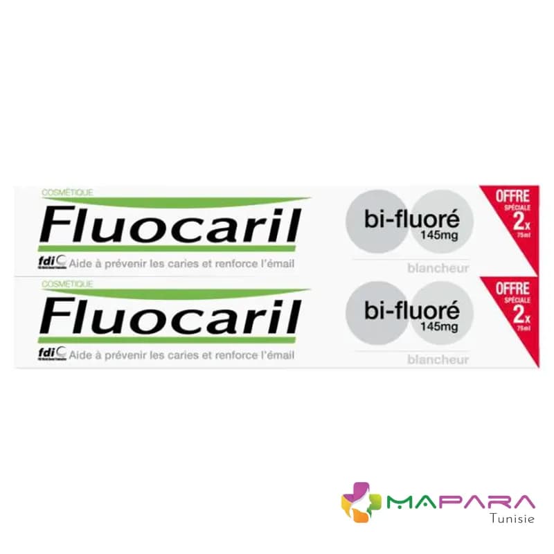FLUOCARIL Dentifrice Blancheur Bi-Fluoré 145mg 2 x 75ml