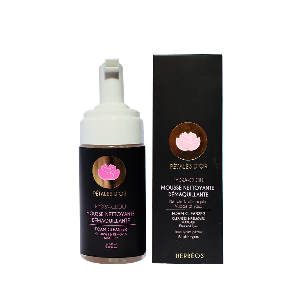 HERBÉOS Hydra Glow Pétales d’Or Mousse Nettoyante Démaquillante 100 ml