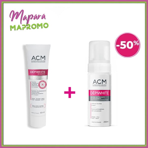 ACM Depiwhite Active Gel Anti-tache 40ml + ACM Depiwhite Mousse Nettoyante Eclaircissante 200ml (-50%)