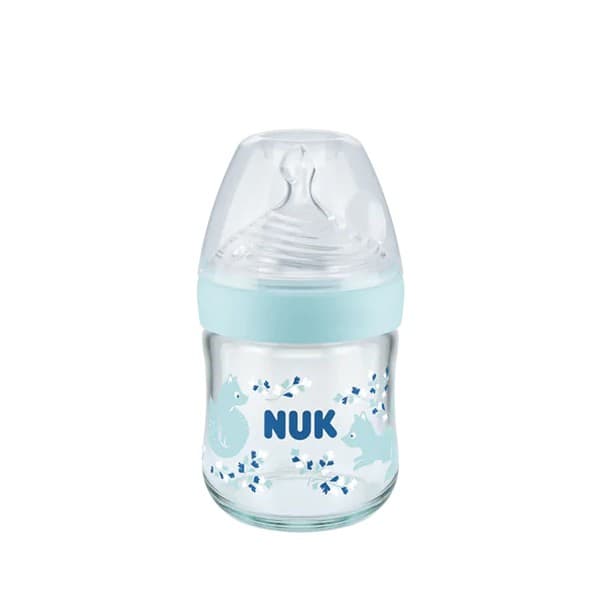 NUK Biberon Nature Sense En Verre Avec Temperature Control Bleu 120 ml