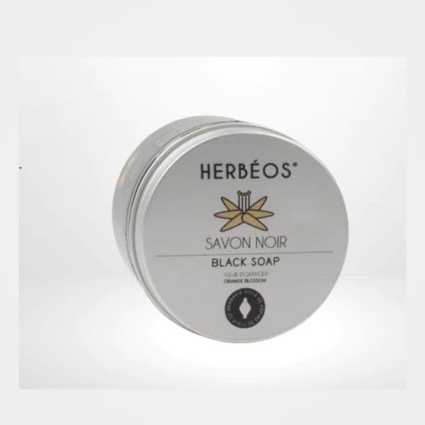 HERBÉOS Savon Noir Ghassoul à la Fleur d’Oranger 150ml