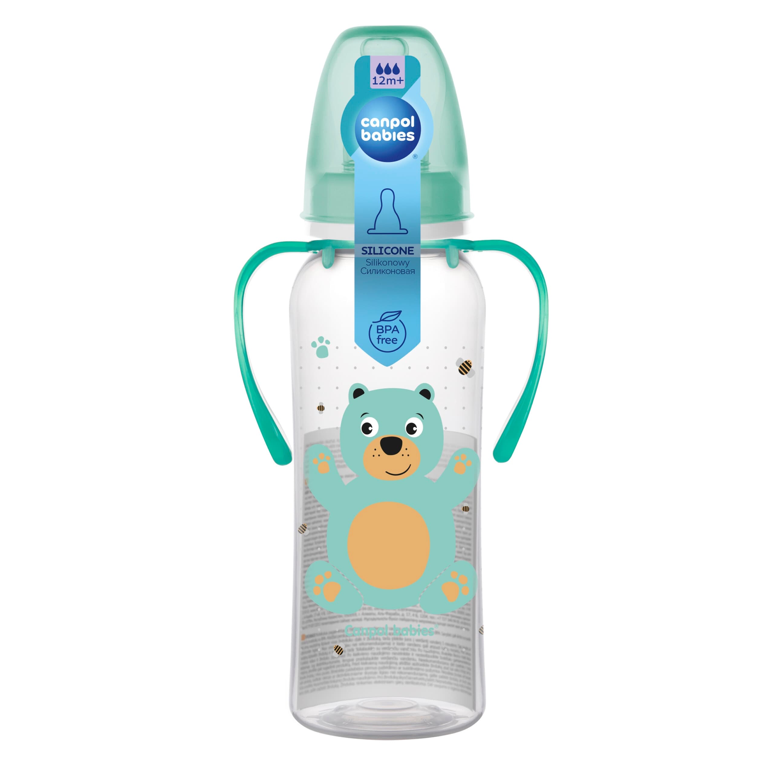 Canpol Biberon à Col Etroit avec Anses Cute Animals 250ml 11/845