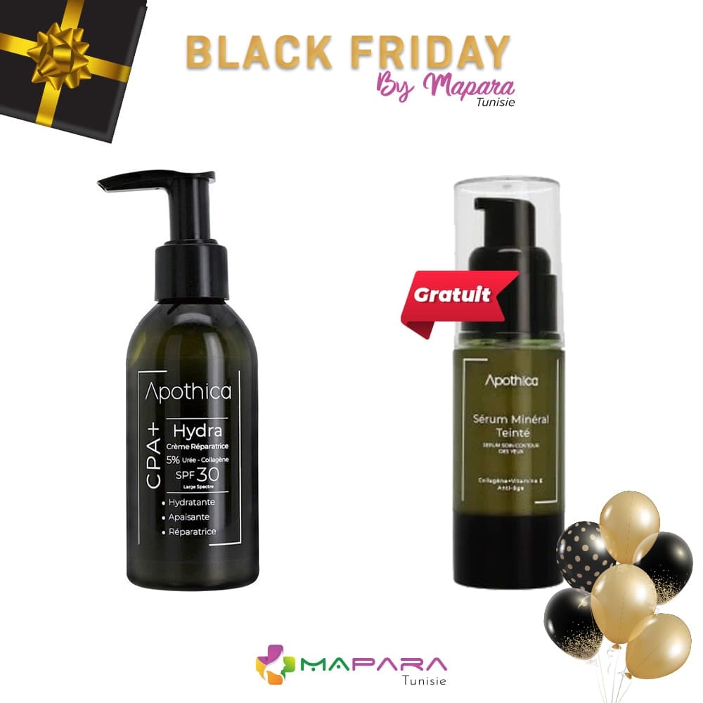 APOTHICA Crème Réparatrice SPF30 Hydra CPA+ 150ml + Sérum Minéral Teinté Anti-âge Contour Des Yeux 30ml (Offert)