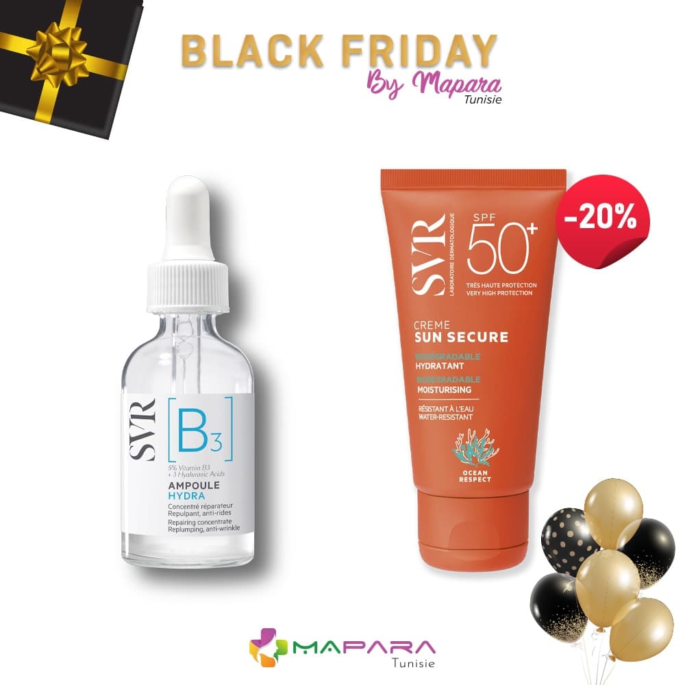 SVR Ampoule Hydra B – Peaux Sensibles 30ml + SVR Sun Secure Crème Solaire SPF50+ 50ml (-20%)
