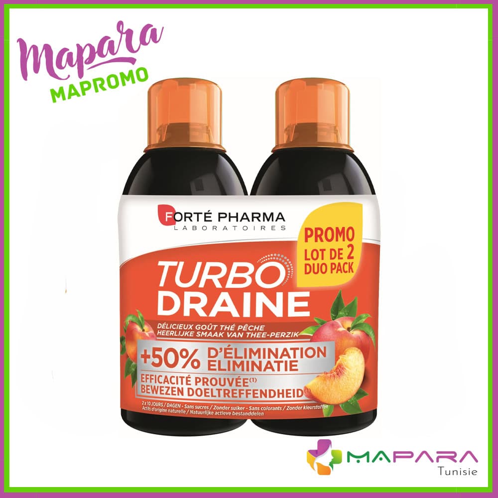FORTE PHARMA Duo Pack Turbodraine Pèche 2 x 500ml