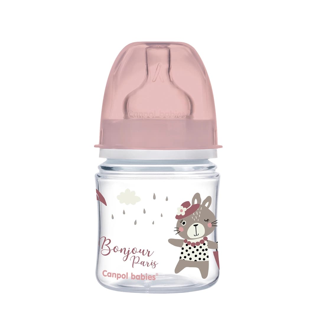 CANPOL BABIES Biberon Anti Colique Col Large 120ML Bonjour Paris – Rose – 35/231