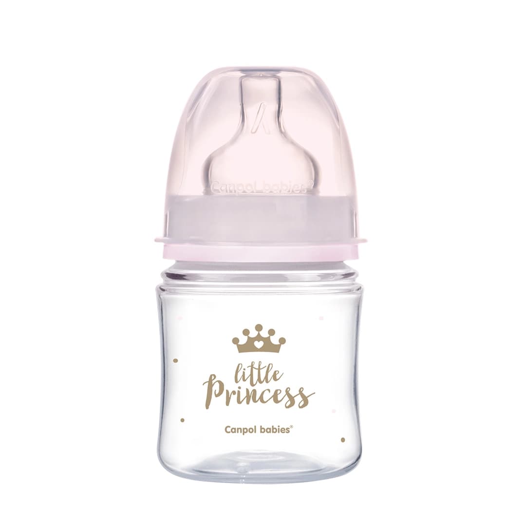 CANPOL BABIES Biberon Anti Colique Col Large 120ML Royal Baby – Rose – 35/233
