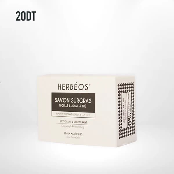 Herbéos Savon Surgras Nettoyant Régénérant Peaux Acnéique 100gr
