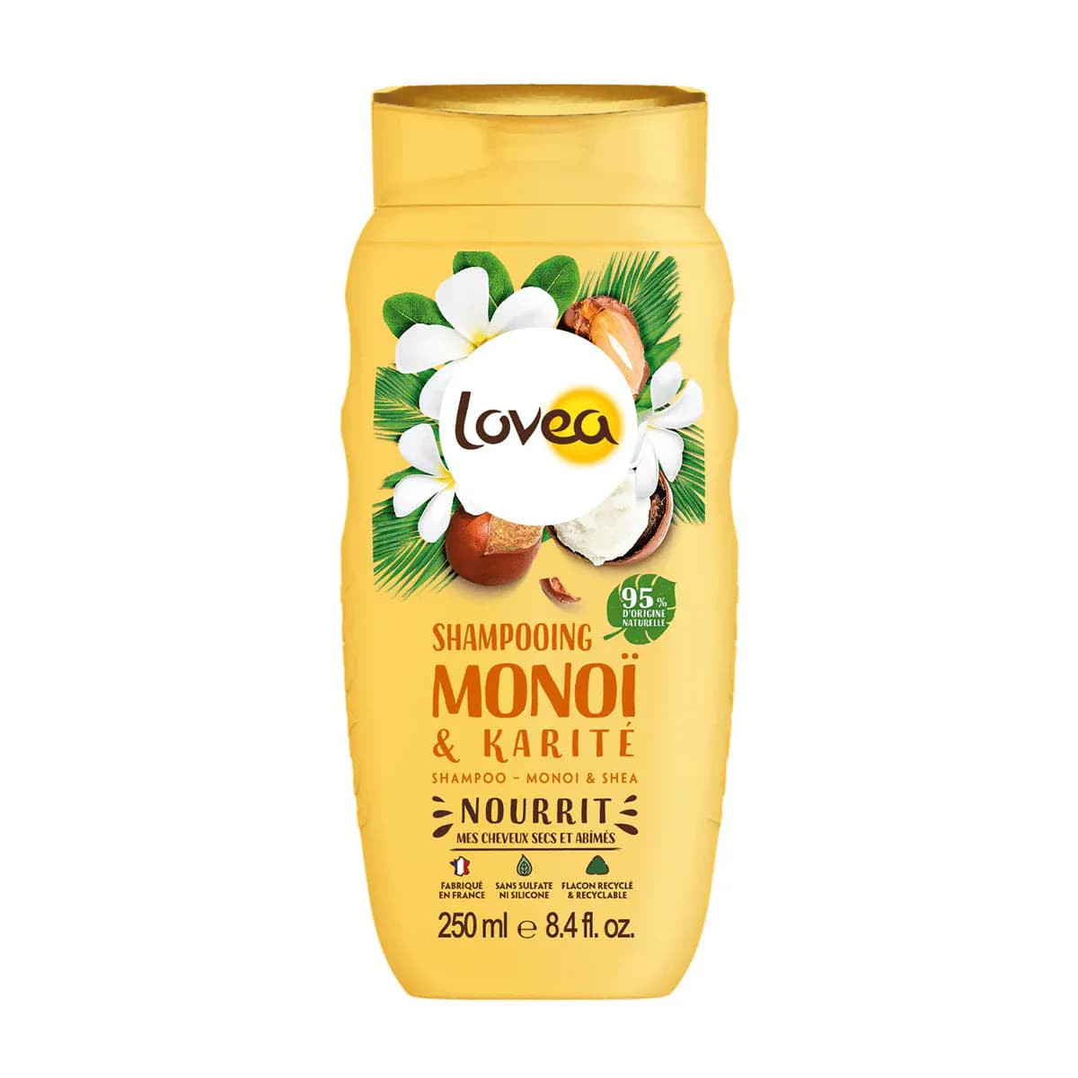 Lovea Shampooing Monoï et Karité Cheveux Secs et Abimes 250ml