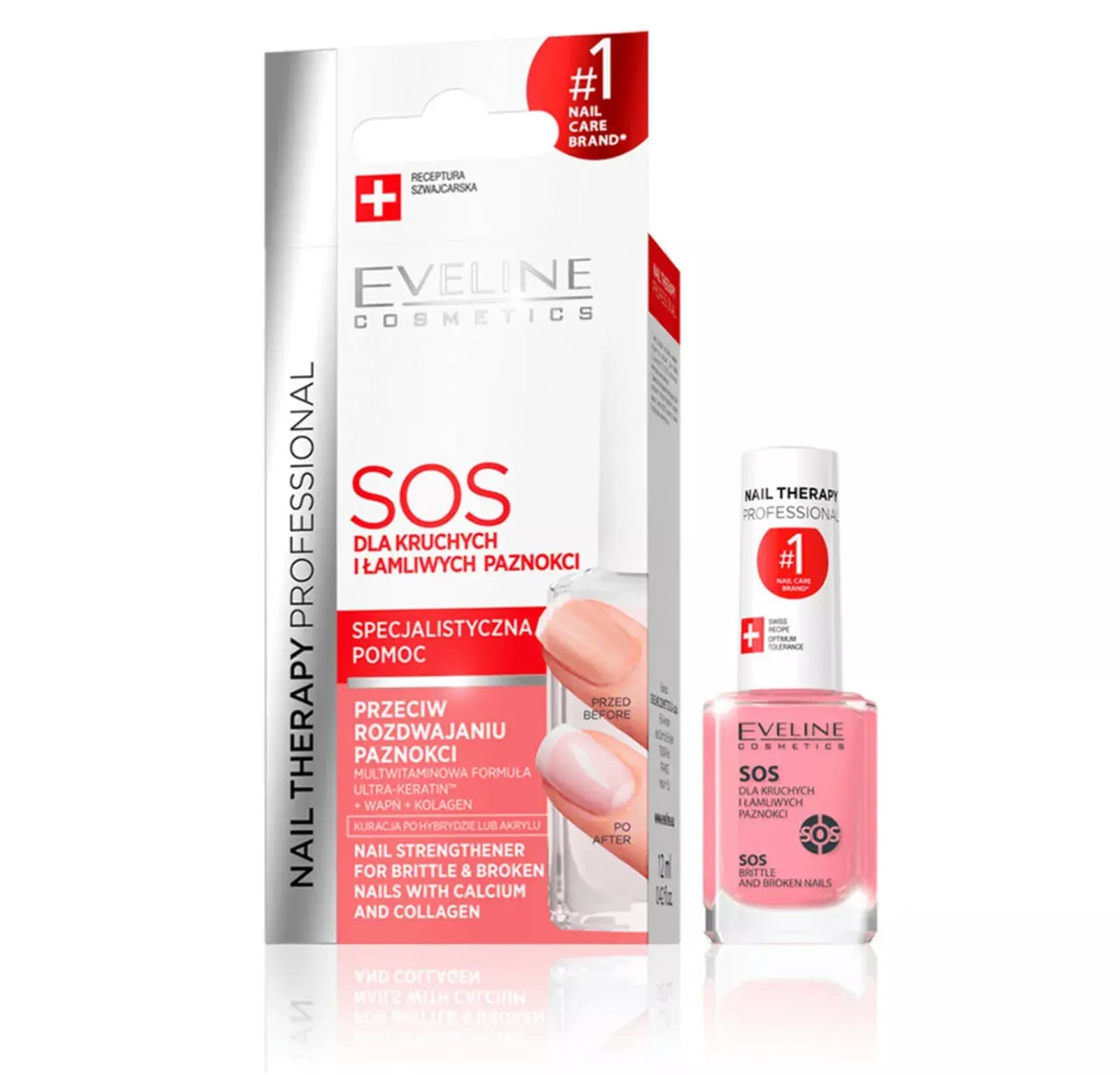 Eveline SOS Durcissant Fortifiant avec Calcium et Collagène Traitement Réparateur 12 ml