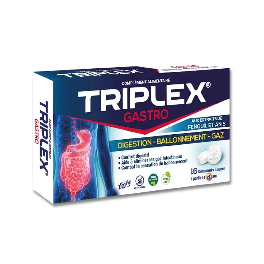 Triplex Gastro Digestion Ballonnement Gaz 16 comprimés