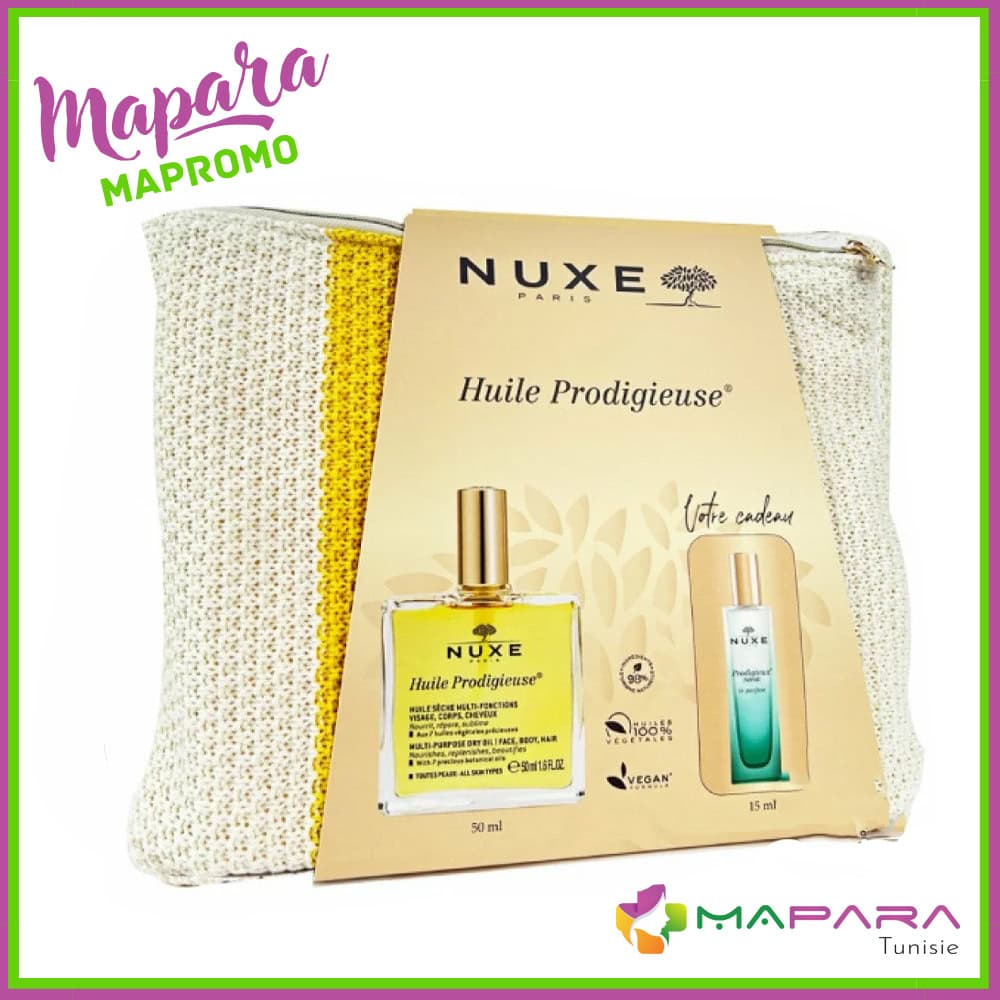 NUXE Trousse Huile Prodigieuse® 50ml + Prodigieux® Néroli Le Parfum 15ml Offert + Trousse Offerte