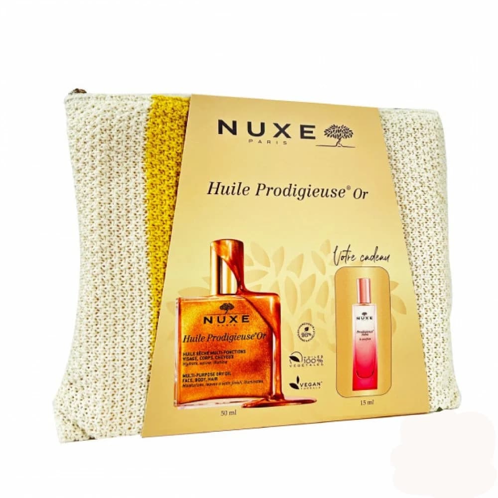 NUXE Trousse Huile Prodigieuse Or 50ml + Prodigieux Floral Le Parfum 15ml (Offert) + Trousse Offerte