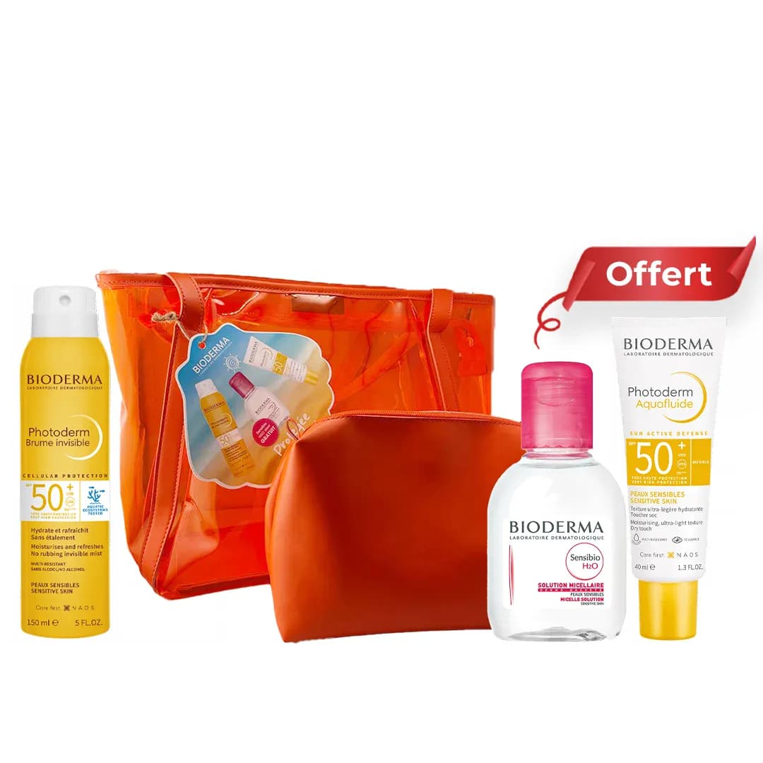 Bioderma Sac Photoderm Brume Invisible SPF50+ 150ml + Aquafluide Invisible SPF50+ 40ml + Sensibio Eau Micellaire 100ml (Offert)
