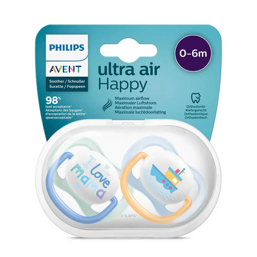 Avent Philips Sucette Ultra Air Collection Happy Garçon 0-6 mois