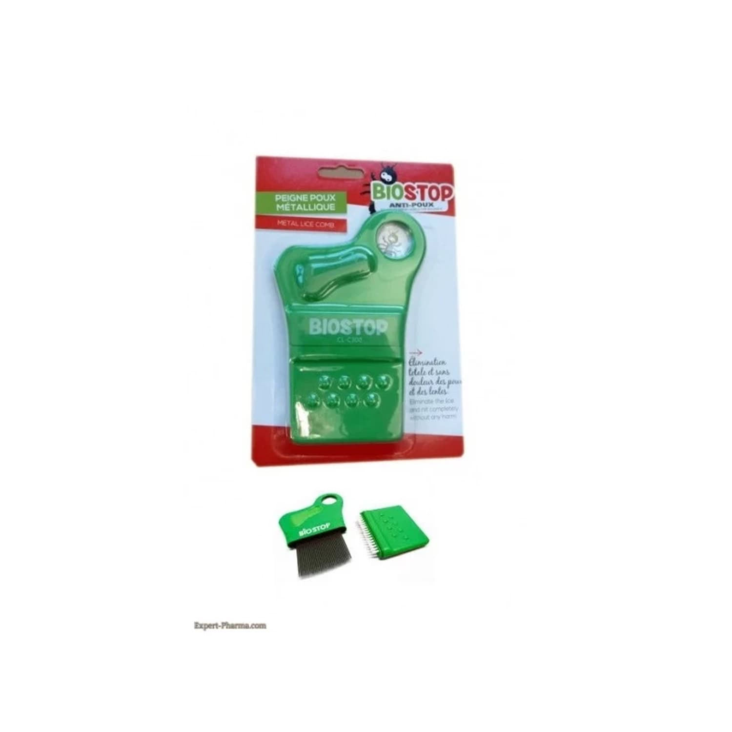 Biostop Anti Poux Peigne Métalique avec Loupe