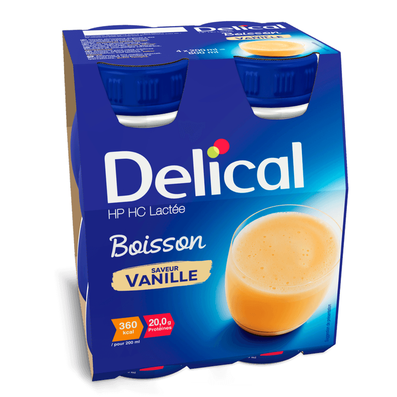 Delical Boisson HP HC Lactée Saveur Vanille 4 x 200ml
