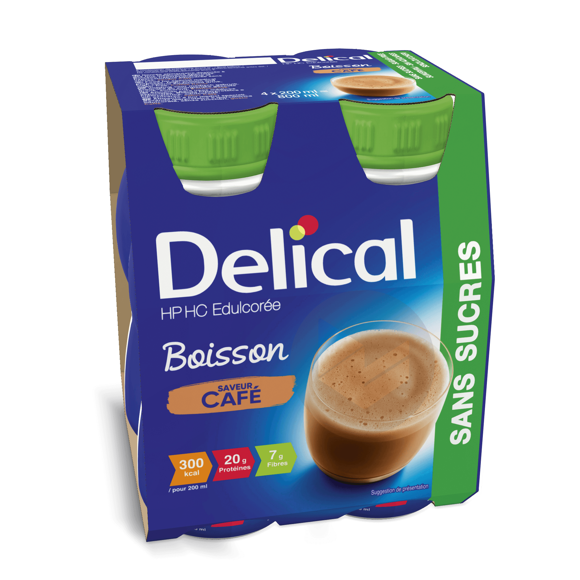 Delical Boisson HP HC sans Sucres Saveur Café 4 x 200ml
