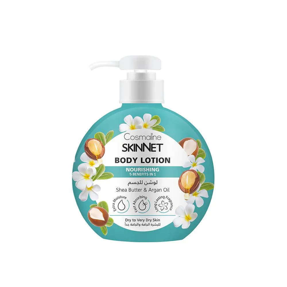 Cosmaline Skinnet Lait Corps Nourrissant au Beurre de Karite Et à L’huile D’argan Peaux Seches à Tres Seches 400ml