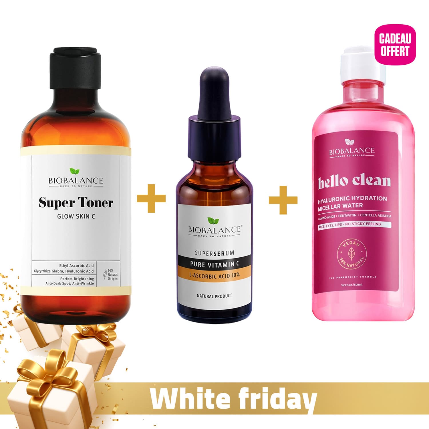 Biobalance Pure Vitamin C Toner Glow + Sérum Vitamine C 10% + Eau Micellaire Hydratante OFFERTE