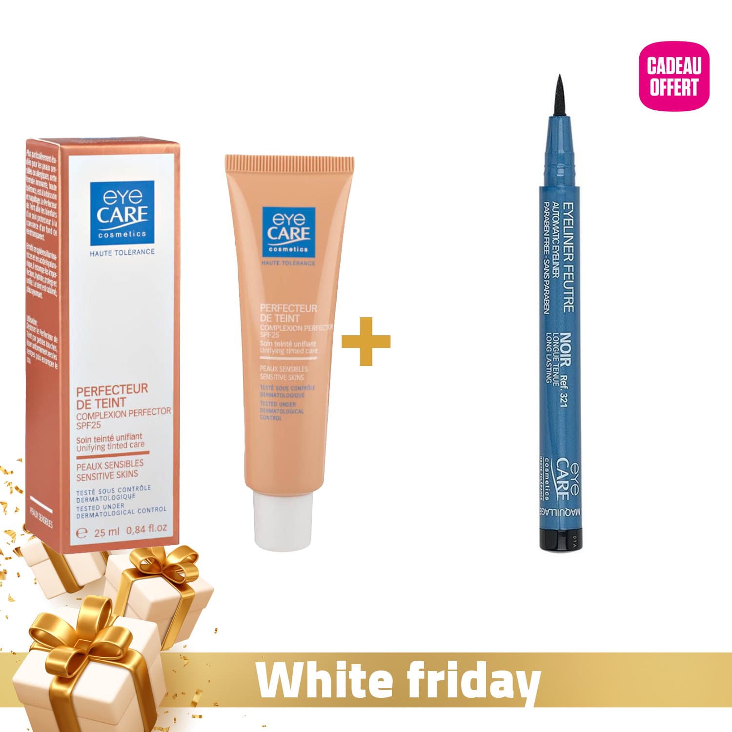 EYE CARE Fond de Teint Crème SPF25 Beige Clair 26g + EYE CARE Eyeliner Feutre Noir 0,8ml (offert)