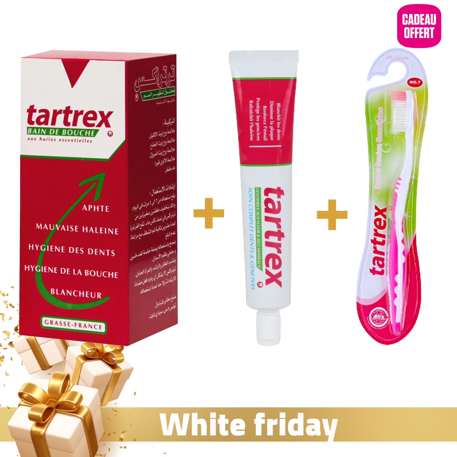 PHYTEAL Tartrex Bain de Bouche 250ml + Dentifrice Soin Complet 80ml + Brosse à Dents Ultra Souple (offert)