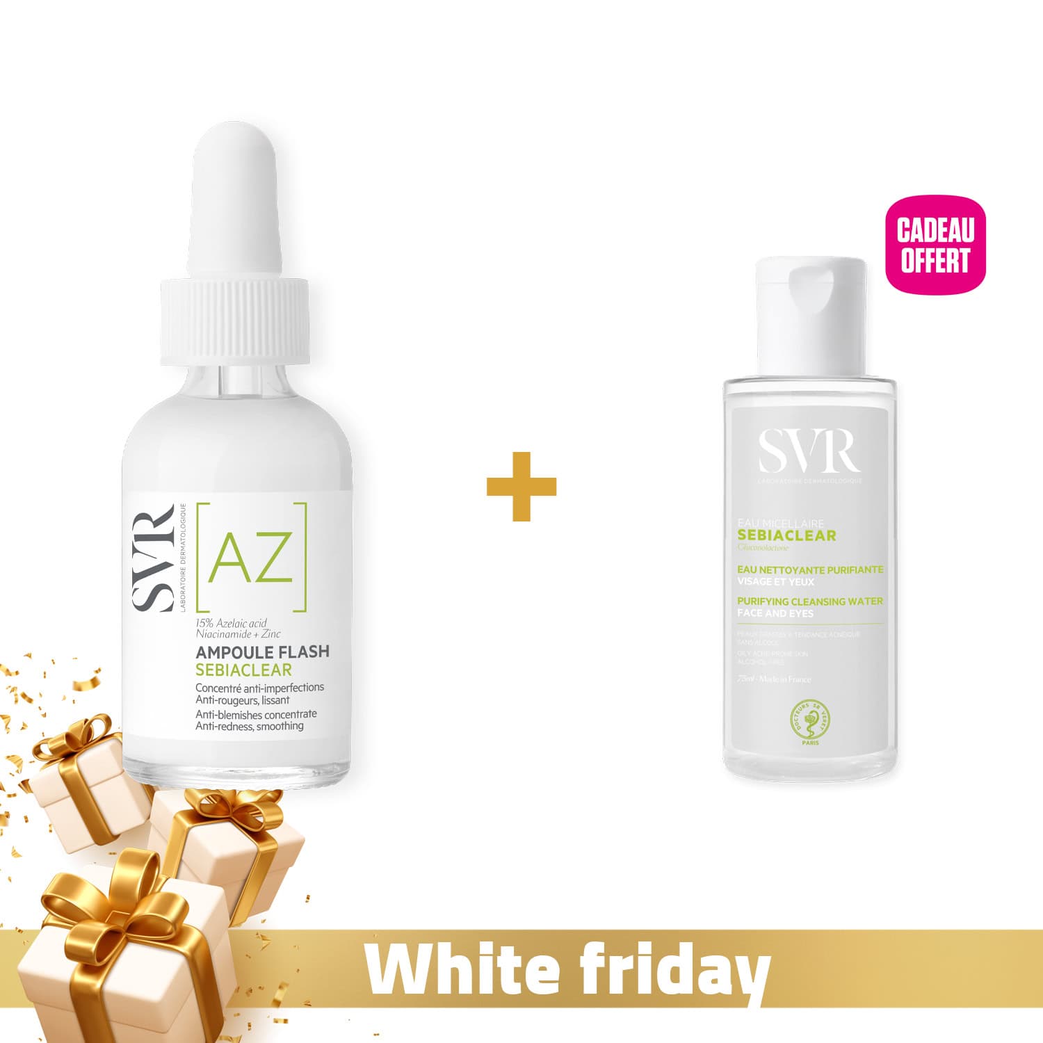 SVR Sebiaclear AZ Ampoule Flash 30ml + Sebiaclear Eau Micellaire 75ml Offerte