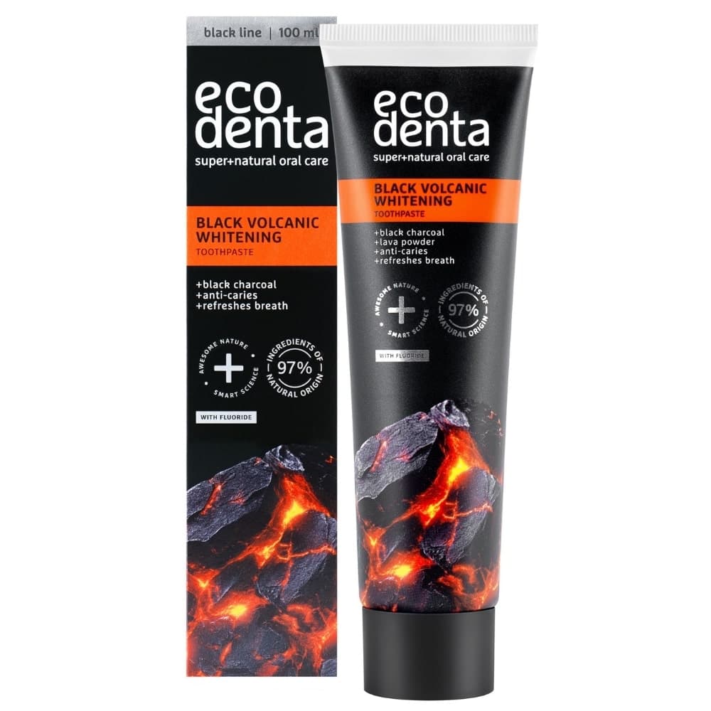 Ecodenta Dentifrice Blanchissant Noir aux Minéraux Volcaniques 100ml