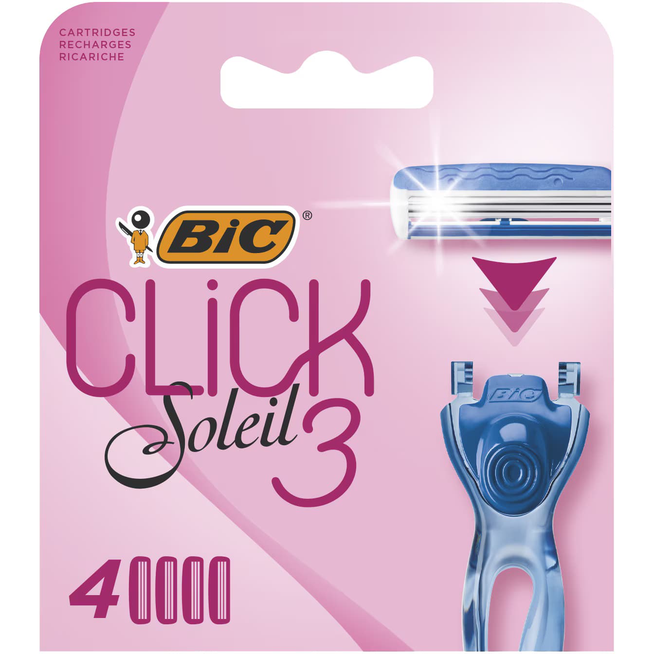 Bic 4 Recharges de Lames Click 3 Soleil