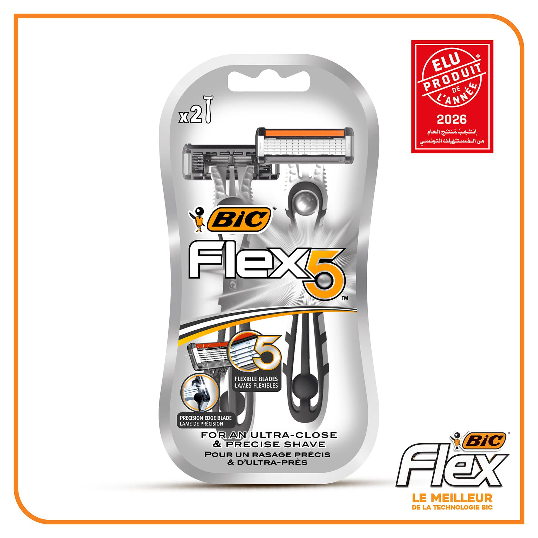 Bic Flex 5 Rasoirs Jetables 5 Lames Homme Blister de 2 Piéces