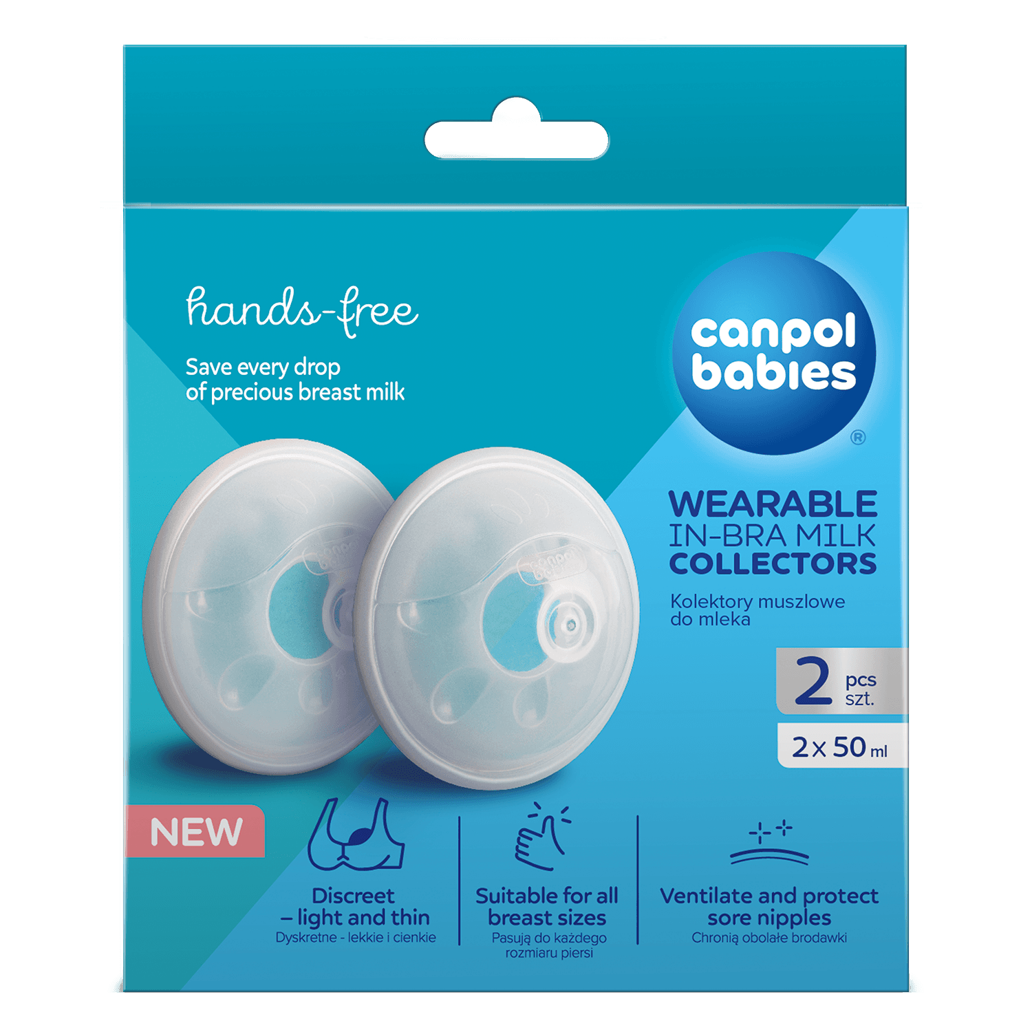 Canpol Set de 2 Collecteurs de Lait Portables 50ml 1/700