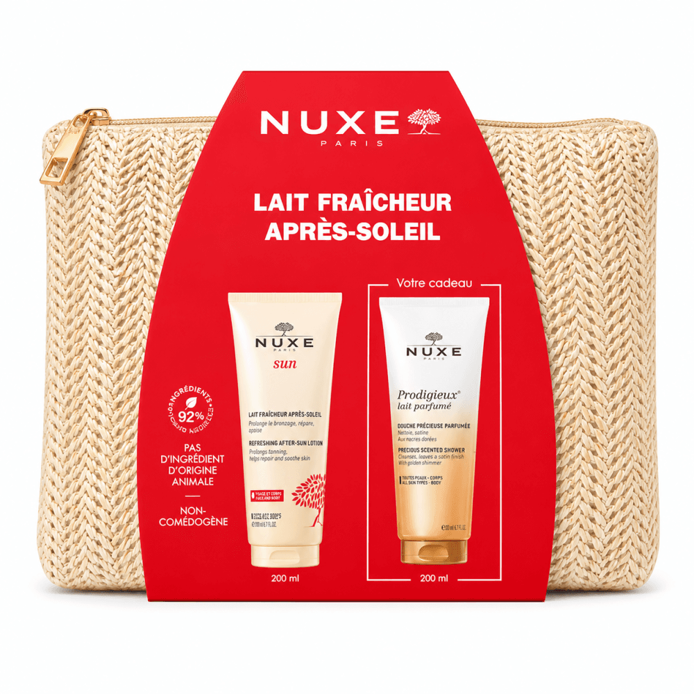 Nuxe Lait Fraicheur Après-Soleil + Huile de Douche 200ml et Trousses Offerte