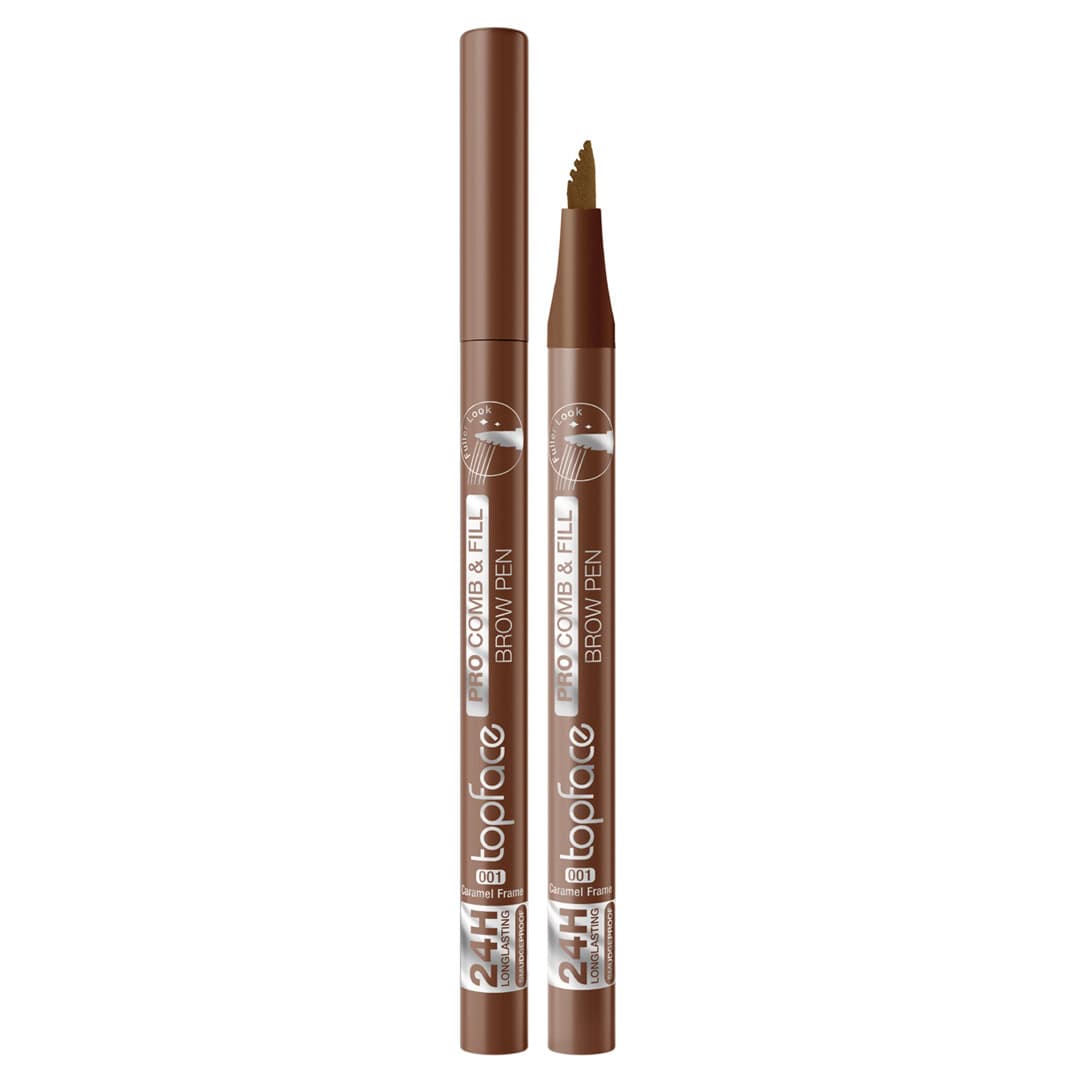 Topface Pro Comb & Fill Stylo à Sourcils Effet Microblading Caramel Frame 001