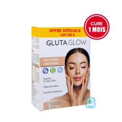 Gluta Glow - traitement 1 mois - Complément alimentaire anti-âge éclaircissant - Lot de 2