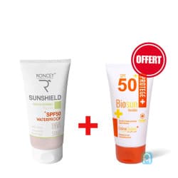 Pack solaire - Roncey Sunshield Crème solaire SPF50+ invisible peaux grasses + Biosun Crème solaire SPF50+ invisible (offerte)