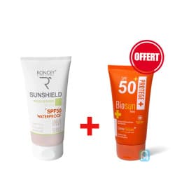 Pack - Roncey Sunshield Crème solaire SPF50+ invisible peaux grasses + Biosun Crème solaire SPF50+ teinté (offerte)