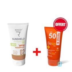 Pack - Roncey Sunshield Crème solaire SPF50+ teinté 02 peaux grasses + Biosun Crème solaire SPF50+ teinté (offerte)