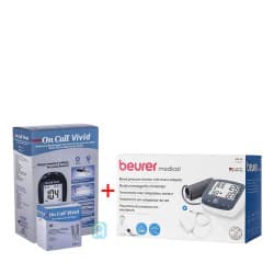 Coffret Beurer - Tensiomètre BM40 avec adaptateur secteur + On Call Vivid - Appareil & Bandelettes B/50