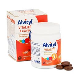 Alvityl vitalité - 12 vitamines et 8 minéraux gout chocolat - 40 gélules