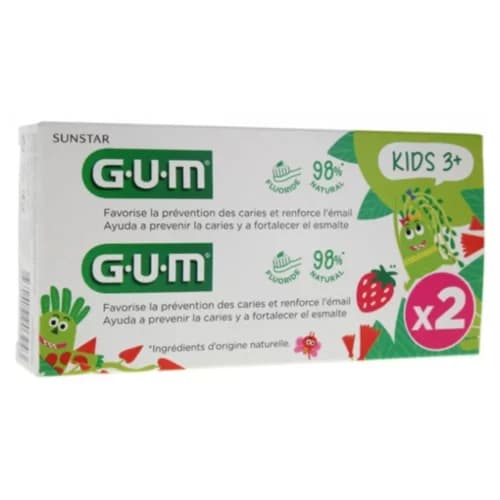 GUM Kids Dentifrice Enfants 3ans+ Duo 2x50ml
