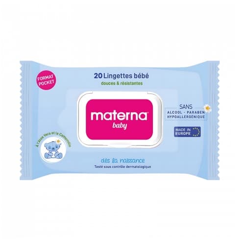 Materna Baby 20 Lingettes Bébé Bleu
