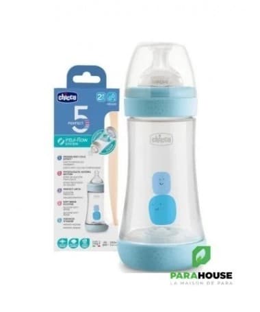 CHICCO BIBERON PERFECT 5 Flux Moyen 2M+ 240ML Bleu