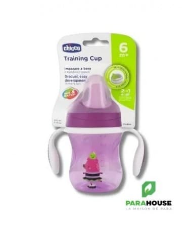 CHICCO - REPAS TASSE TRAINING À BEC RIGIDE +6MOIS COCHON VIOLET 200ML