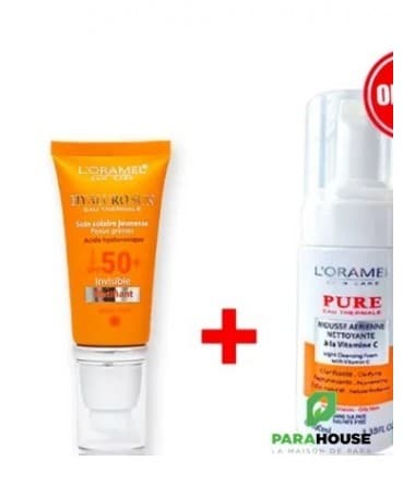 Pack L'Oramel écran solaire matifiant SPF50+ - 40ml + Mousse nettoyante Vitamine C - 100ml offerte