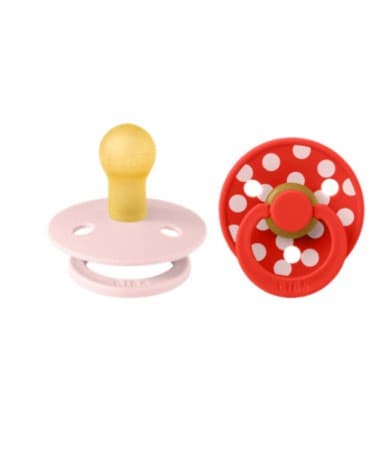 BIBS 2 SUCETTES COLOUR NATURAL RUBBER BLOSSOM CANDY APPLE SIZE1 0M+